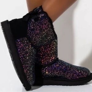 UGG CLASSIC MINI BOW COSMOS Women’s 5 Black BOOTS